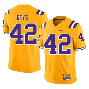Gold University #42 Mens Davhon Keys Geaux Tigers College Football Jersey 809640-511