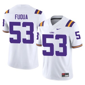 White Replica College Football Mens Louisiana State University Tigers Hayes Fuqua #53 Jerseys 796341-620