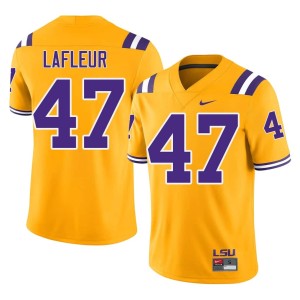 Gold #47 College Football Official JD LaFleur Louisiana State University Tigers Mens Jerseys 663954-596