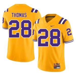 Gold #28 Louisiana State University Tigers Jhase Thomas Mens 2026 College Football Jersey 544634-471