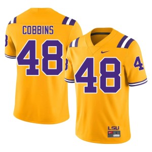 Gold Official #48 Mens Louisiana State University Tigers College Football Kolaj Cobbins Jerseys 972283-714