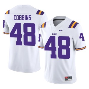 White Louisiana State Tigers #48 Kolaj Cobbins College Football Men's Stitched Jerseys 387665-152