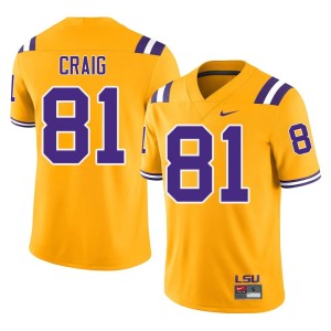 Gold High School Mens #81 College Football Louisiana State Tigers Landon Craig Jerseys 463986-380