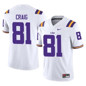White Stitched Louisiana State Tigers Landon Craig College Football Men's #81 Jersey 168732-267