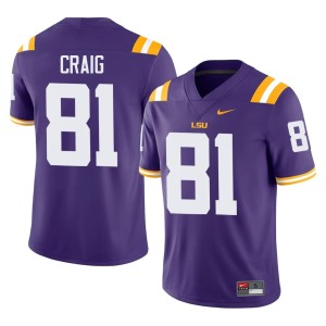 Purple #81 Men's College Football Official LSU Landon Craig Jersey 585909-695