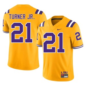 Gold #21 Mens College Football LSU Michael Turner Jr. Replica Jersey 723212-752