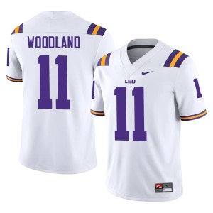 White Geaux Tigers PJ Woodland #11 Embroidery Mens College Football Jersey 332752-145