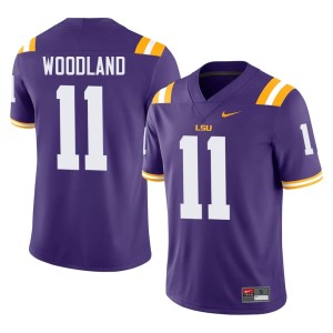 Purple LSU Tigers #11 Game PJ Woodland Men's College Football Jerseys 609794-429