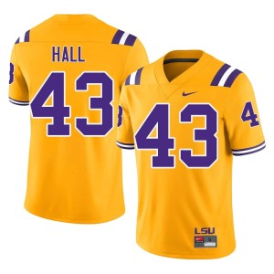 Gold Official Silas Hall Mens LSU #43 College Football Jersey 891524-919