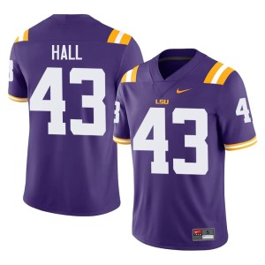 Purple College Football Men's #43 Official Louisiana State University Tigers Silas Hall Jerseys 692200-771