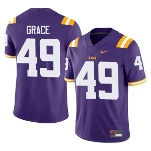 Purple College Football Theo Grace Embroidery #49 Louisiana State Tigers Men Jerseys 531974-673
