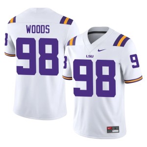 White Mens High School College Football LSU Tigers Achilles Woods #98 Jerseys 863777-213