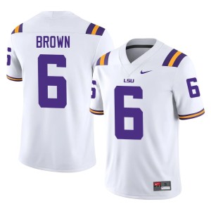 White #6 Barion Brown Tigers Player College Football Mens Jersey 340704-351
