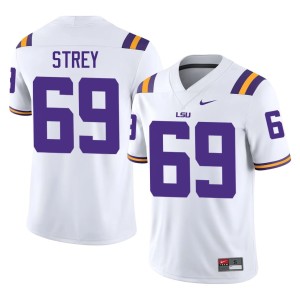 White Men's #69 Darrin Strey College Football LSU High School Jerseys 435927-157