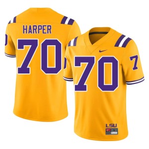 Gold Devin Harper High School Men's College Football #70 Tigers Jerseys 492452-272