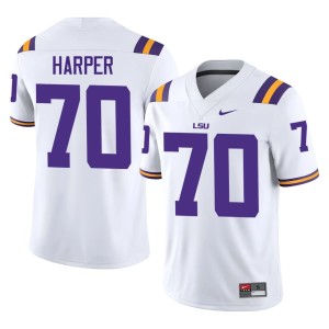 White Mens Devin Harper Louisiana State University Tigers #70 Limited College Football Jersey 215282-220
