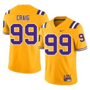 Gold Embroidery #99 Mens LSU Hayden Craig College Football Jerseys 672133-633