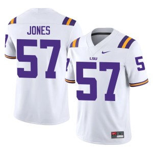White Louisiana State Tigers JaKolby Jones Stitched College Football #57 Men Jersey 195098-910