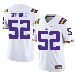 White Embroidery Ja'Quan Sprinkle College Football LSU #52 Men's Jersey 997436-734