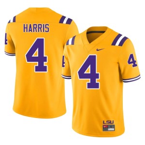 Gold LSU College Football Men Jackson Harris #4 Stitched Jersey 536927-836