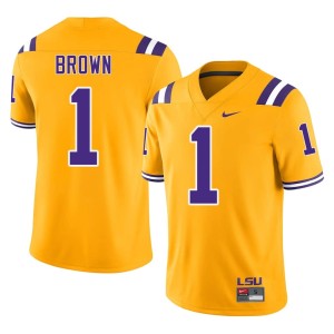 Gold 2026 College Football Men Geaux Tigers Jayce Brown #1 Jerseys 589784-533