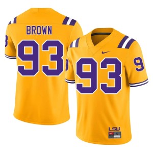 Gold Official LSU Tigers Jaylen Brown College Football Men #93 Jersey 869687-588