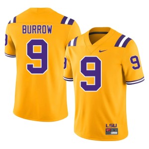 Gold #9 Geaux Tigers Official College Football Joe Burrow Men Jerseys 828589-121