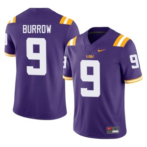 Purple Joe Burrow #9 College Football Men's Geaux Tigers University Jerseys 203043-585