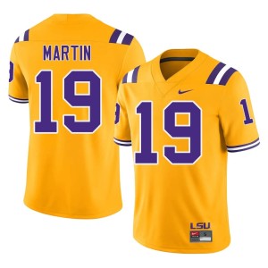 Gold College Football Mens Stitched Louisiana State Tigers Kaden Martin #19 Jersey 362204-452