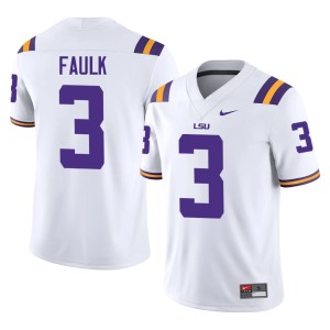 White Kevin Faulk Fighting Tigers Mens Stitched #3 College Football Jersey 959372-554