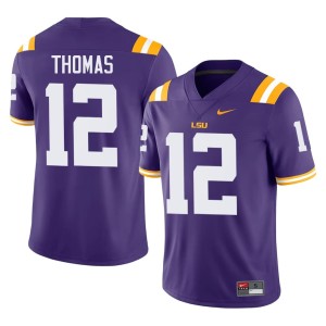 Purple #12 Fighting Tigers College Football High School Mens Malachi Thomas Jersey 272629-259