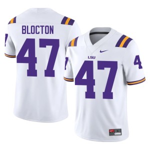 White #47 College Football High School LSU Malik Blocton Men Jerseys 488023-105