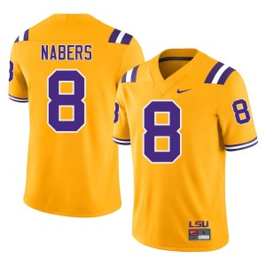 Gold #8 Malik Nabers LSU Tigers College Football Men High School Jersey 840222-871