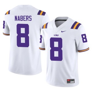 White Malik Nabers LSU #8 Stitched Men College Football Jersey 706240-996