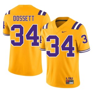 Gold Mens Mason Dossett College Football #34 NCAA Tigers Jersey 592824-651