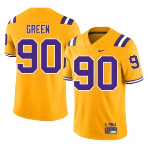 Gold Embroidery Mens College Football LSU #90 Stephiylan Green Jerseys 502788-152