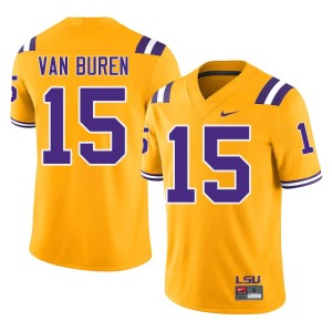 Gold Steve Van Buren High School LSU Men's #15 College Football Jerseys 477142-500