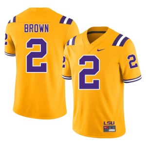 Gold #2 Tre' Brown Official Men LSU Tigers College Football Jerseys 100780-521