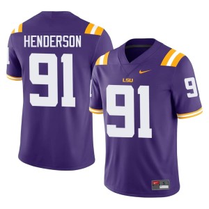 Purple #91 Mens Fighting Tigers College Football 2026-27 Trenton Henderson Jerseys 753810-728