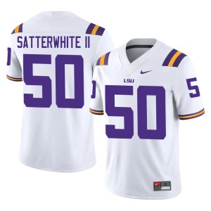 White LSU Men's #50 College Football Replica William Satterwhite II Jersey 185756-956