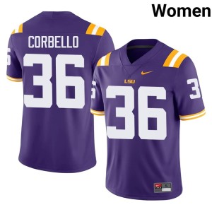 Purple Women's Aidan Corbello Fighting Tigers Stitched College Football #36 Jerseys 977098-360