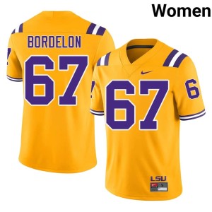 Gold College Football Womens Bo Bordelon University Louisiana State University Tigers #67 Jersey 914463-143