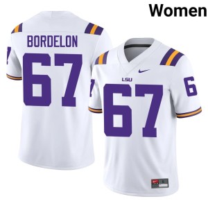 White College Football Tigers Bo Bordelon #67 Stitched Womens Jersey 557428-630