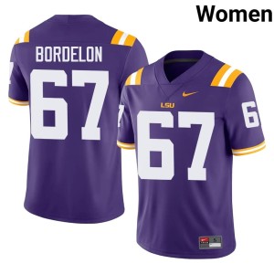 Purple Bo Bordelon Stitched College Football Louisiana State Tigers #67 Women Jerseys 732066-780