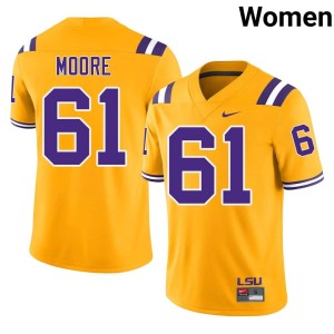 Gold Player Women #61 Braelin Moore College Football LSU Tigers Jersey 889537-752