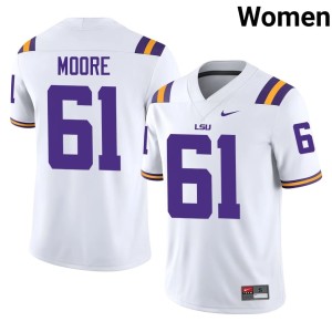 White #61 University Womens LSU Braelin Moore College Football Jersey 782704-767