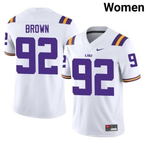 White Fighting Tigers University Brandon Brown #92 College Football Women's Jersey 804390-177
