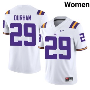 White Caden Durham Tiger Nation Women's Player #29 College Football Jersey 493435-942