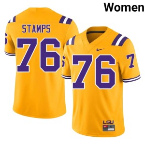 Gold LSU Alumni College Football Christian Stamps #76 Womens Jersey 591034-980