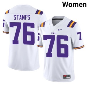 White #76 Women Limited College Football Geaux Tigers Christian Stamps Jersey 370559-683